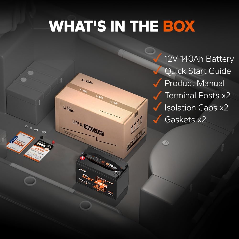 Litime 12V 140Ah Marine Battery, Bluetooth, 1000 CCA