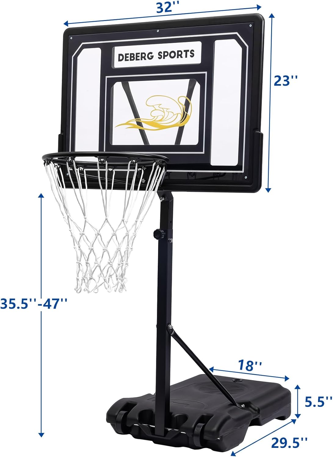 DEBERG Pool Basketball Hoop Set, Adjustable, Shatterproof Backboard