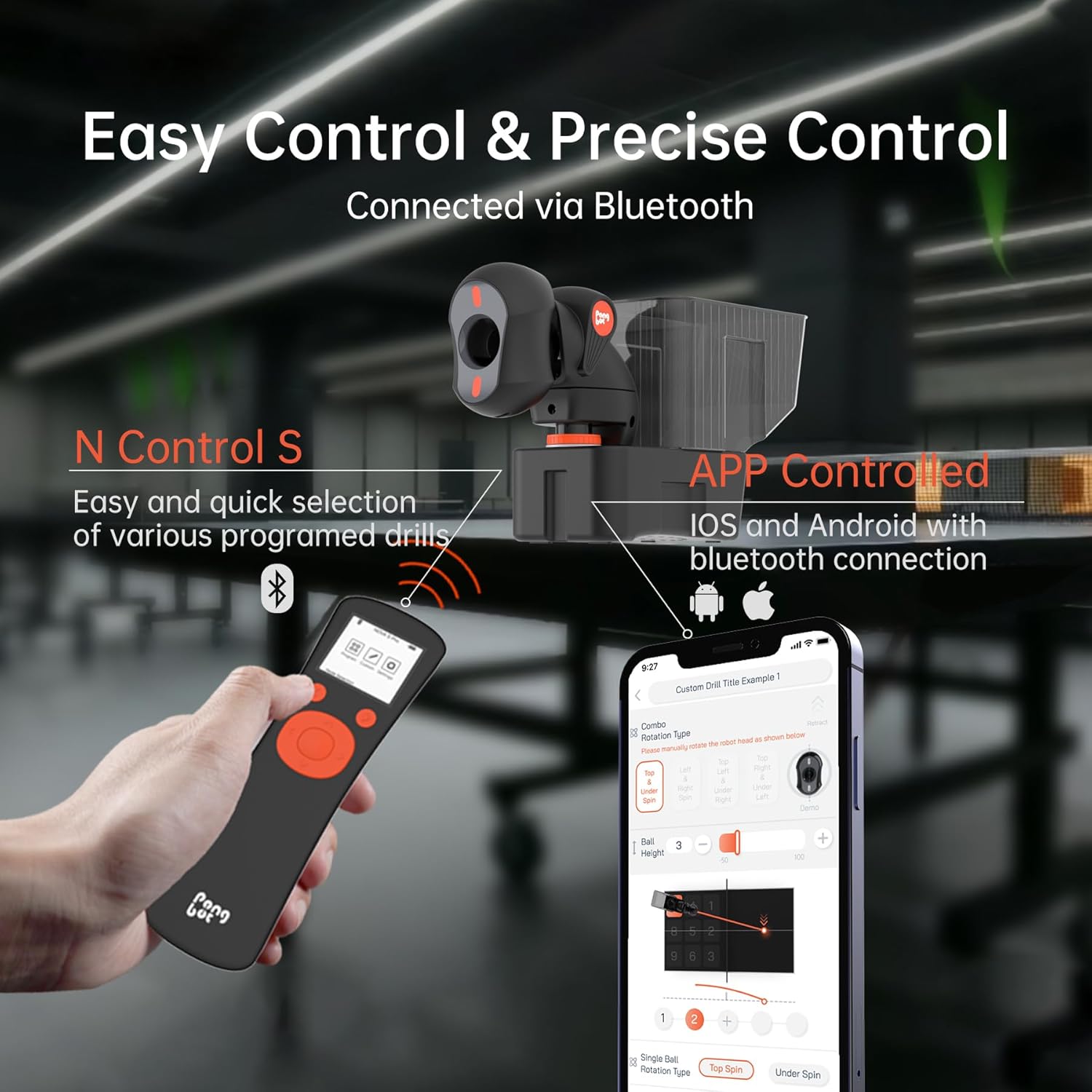 PONGBOT Table Tennis Robot, 150-Ball, App Control, 264 Routines