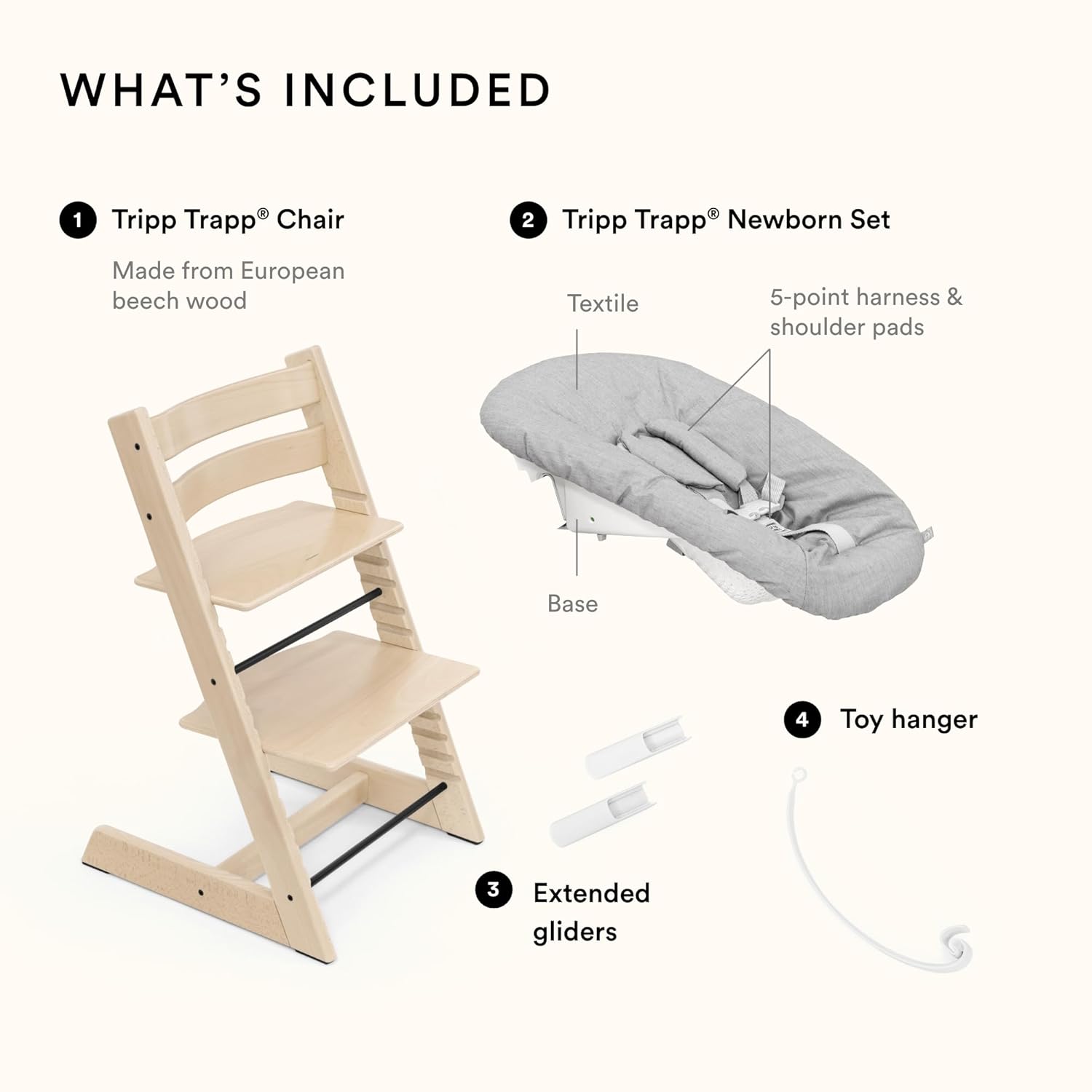 Stokke Tripp Trapp Chair + Newborn Set, Natural/Grey