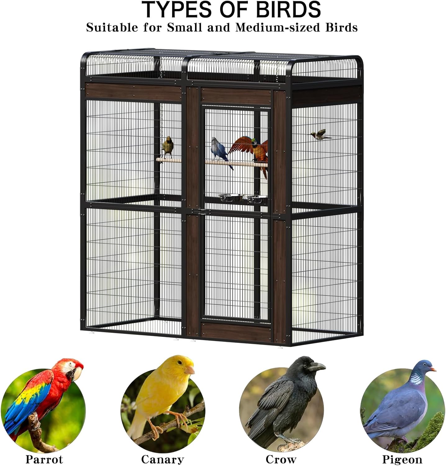Large Outdoor Bird Cage Aviary for Parakeets, Parrots, Black