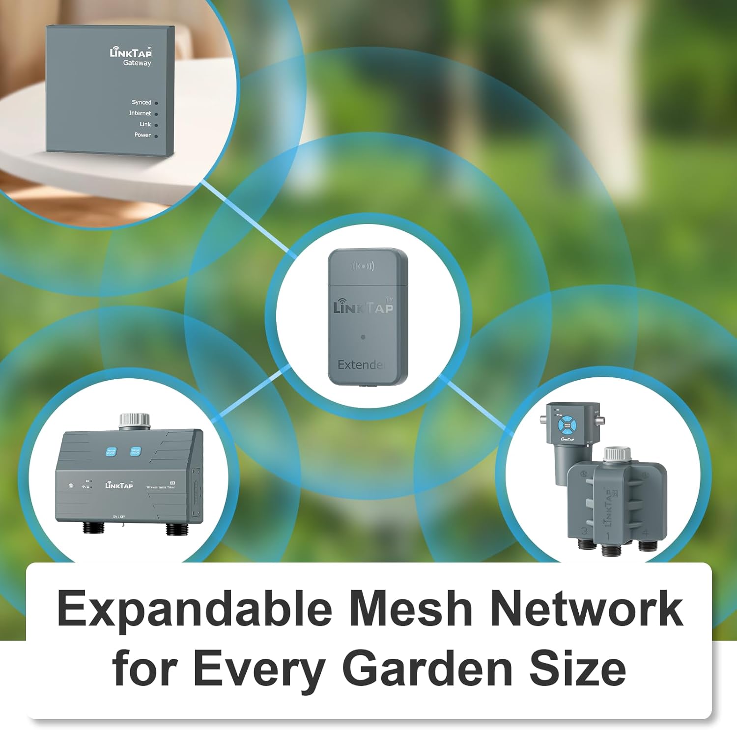 LinkTap Q1 Wireless 4-Zone Water Timer & Gateway with Flow Meters