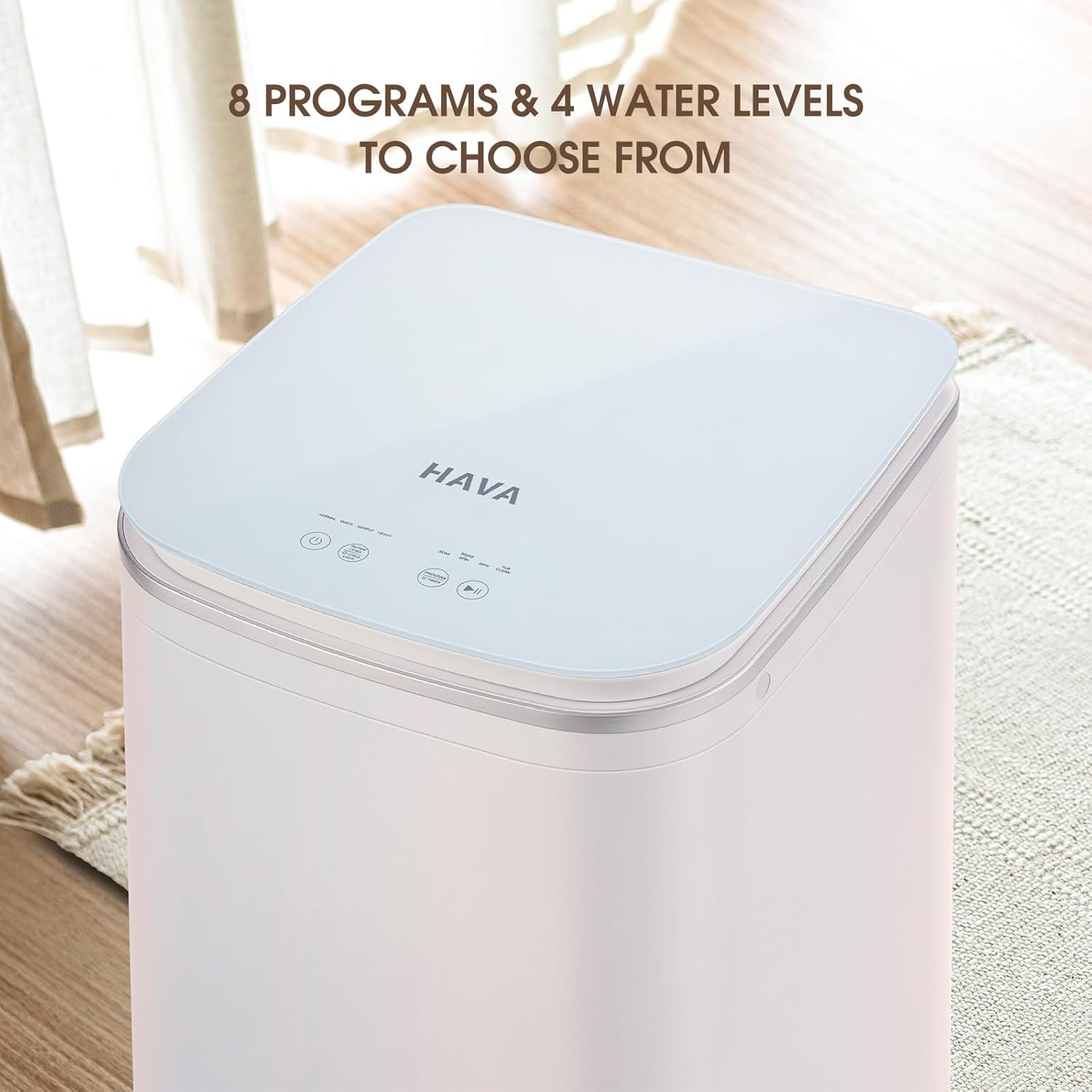 HAVA 0.8 Cu.Ft Portable Washing Machine, 8 Cycles, LED Display