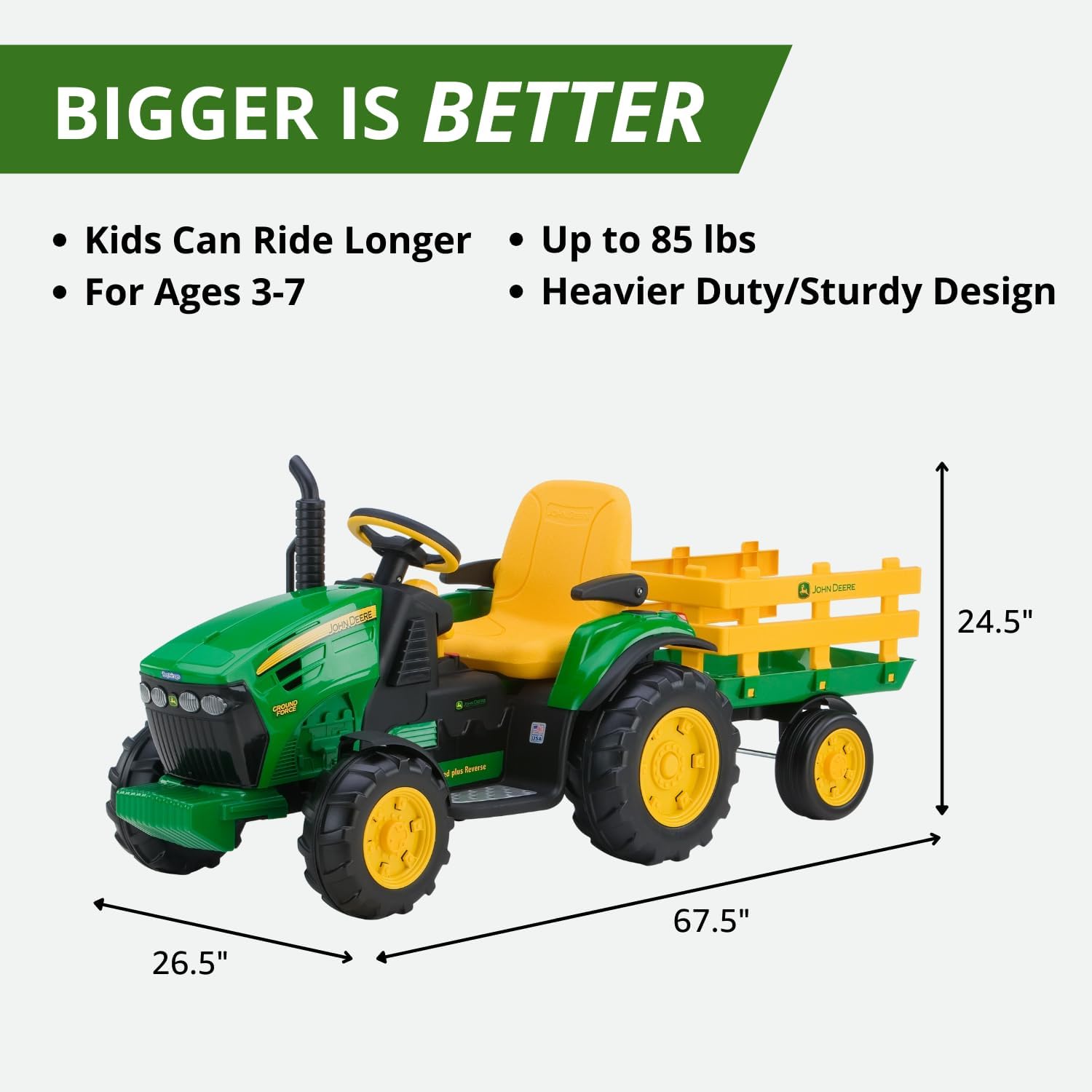 Peg Perego John Deere 12V Ride-On Tractor with Trailer