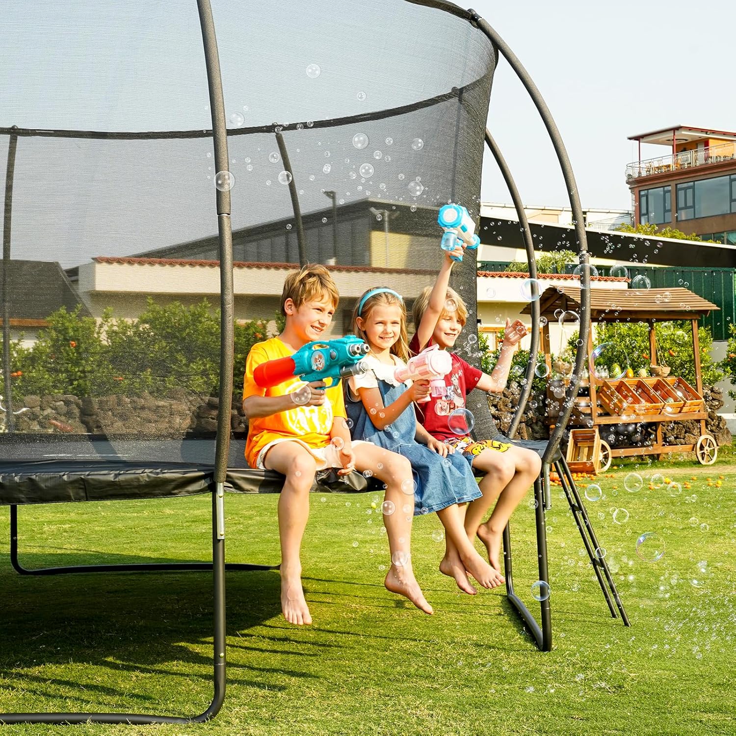 Gigu Recreational Trampoline with Net & Ladder, 10–14FT, ASTM Approved