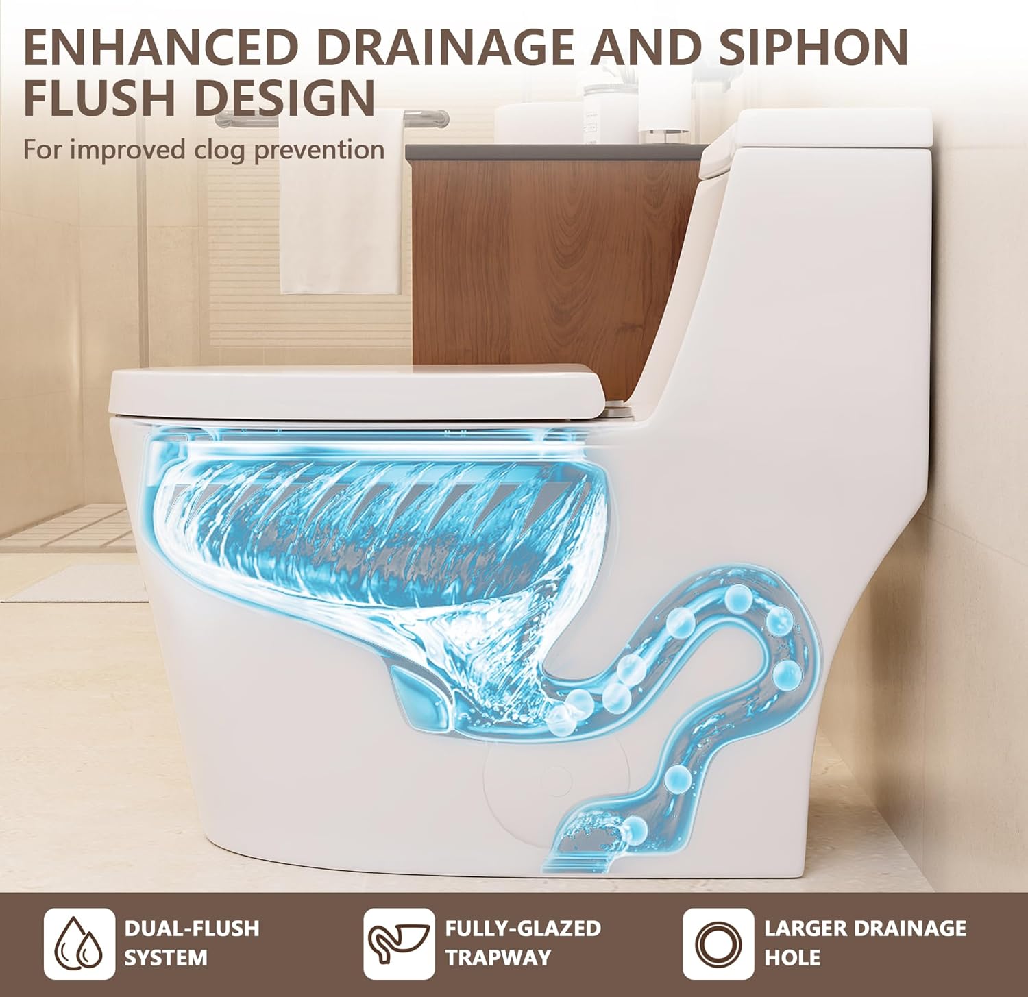 Deer Valley One Piece Toilet, Dual Flush, ADA Height, White