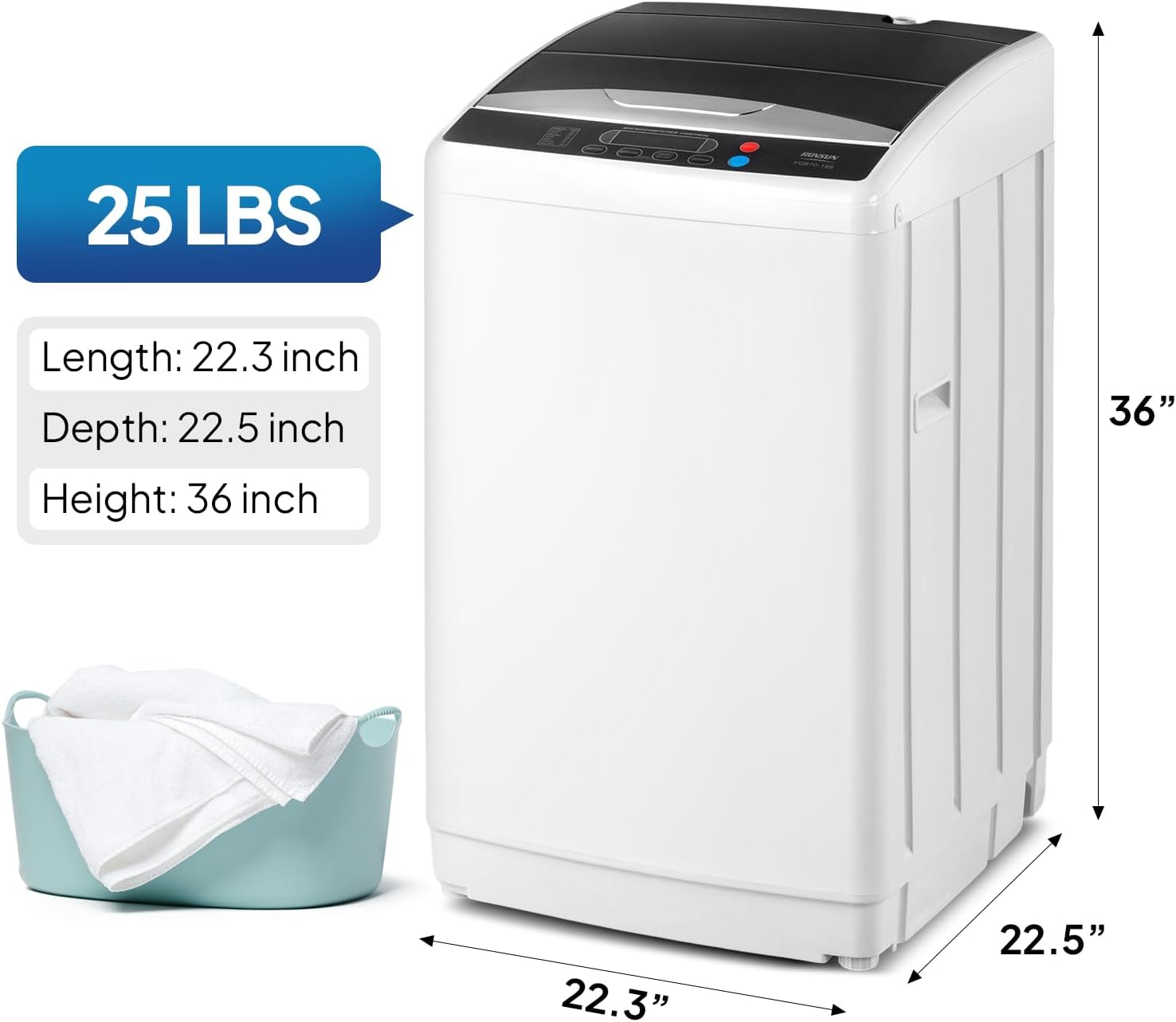 ROVSUN 25lbs Portable Washer & Spin Dryer Combo, 110V