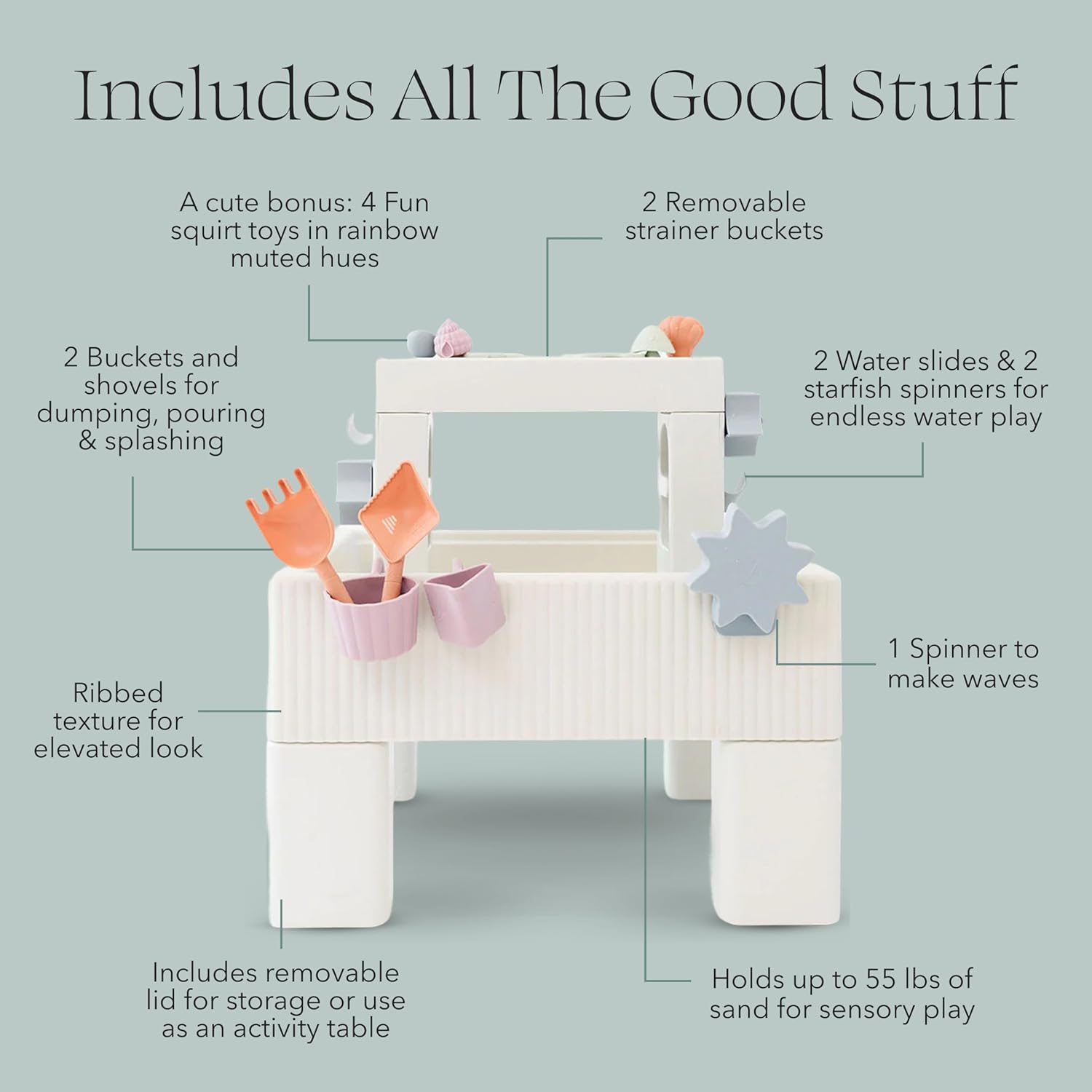 PLAYSMOL 3-in-1 Water & Sensory Table for Kids, Ages 3+