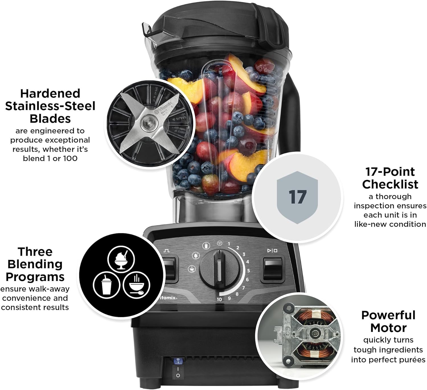 Vitamix Explorian Blender, 64oz, 3 Presets, Black