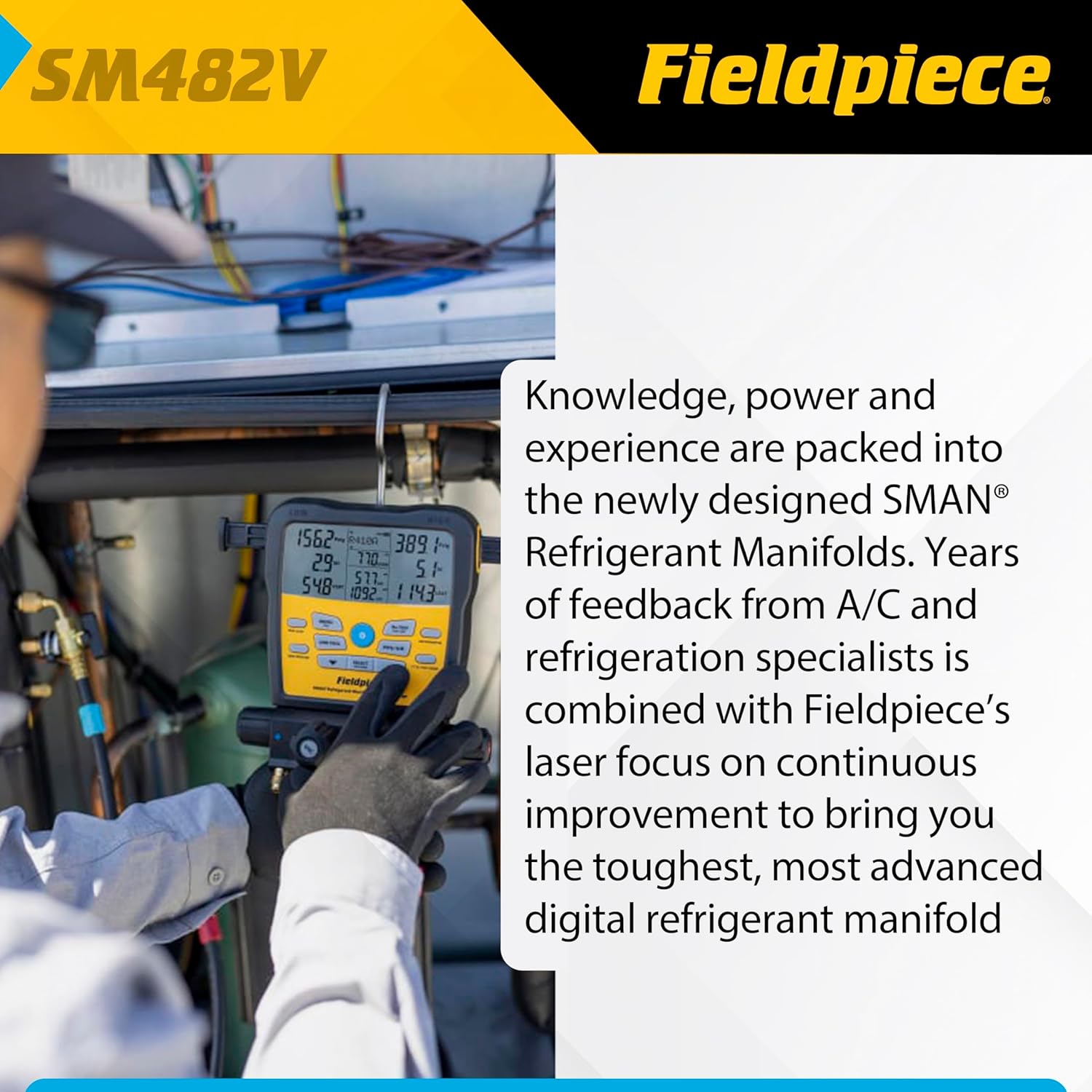 Fieldpiece SM482V Wireless 4-Port SMAN Manifold with Vacuum Gauge