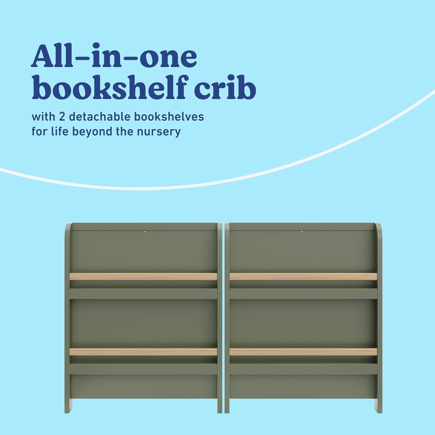 Graco Read-with-Me 4-in-1 Convertible Crib with Drawer, Olive/Driftwood