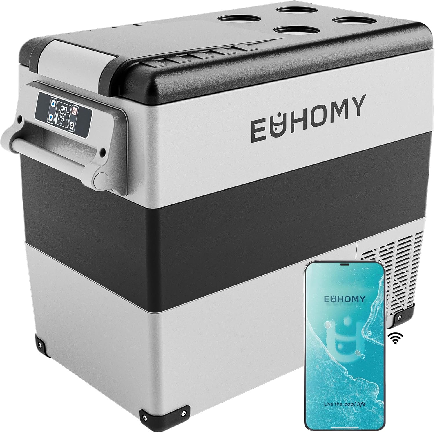 EUHOMY 12V Refrigerator, 59Qt, APP Control, Portable Freezer