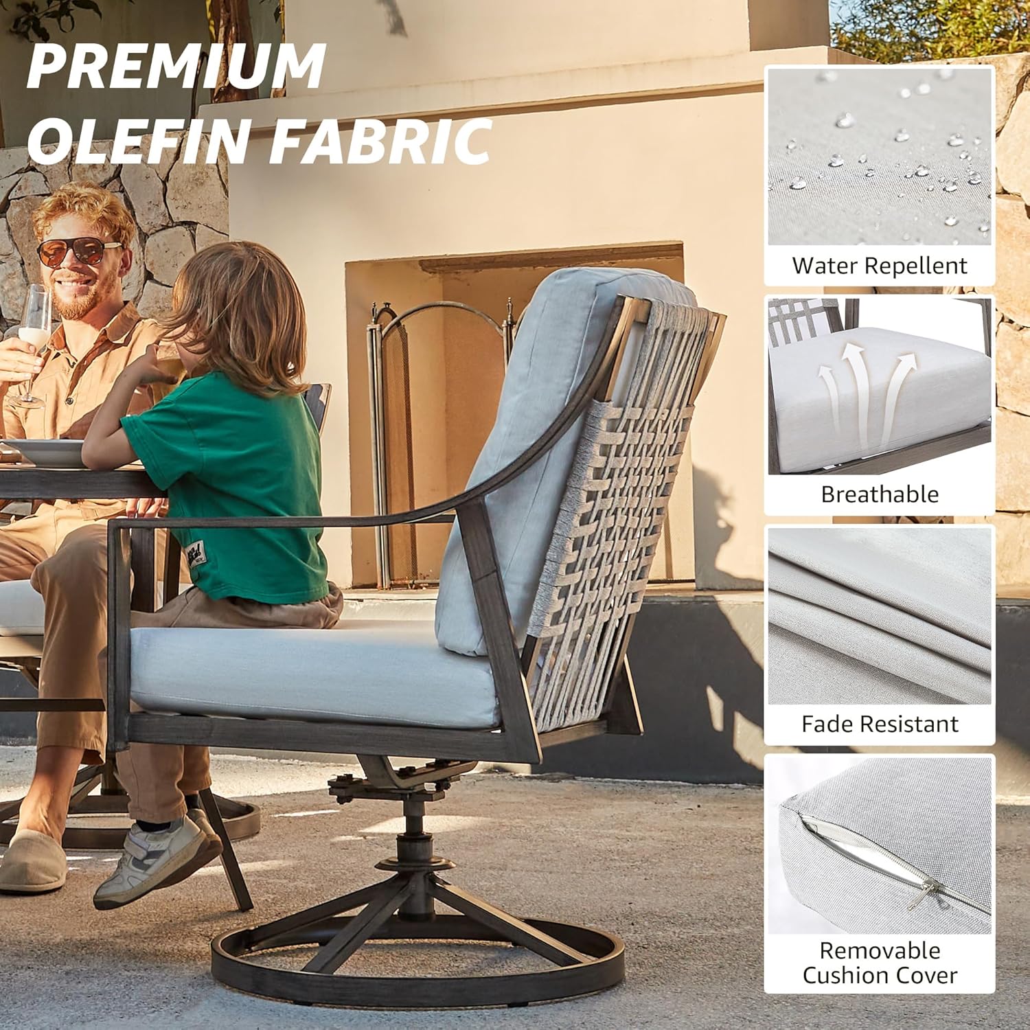 NATURAL EXPRESSIONS 5-Piece Patio Dining Set with Swivel Chairs & Table