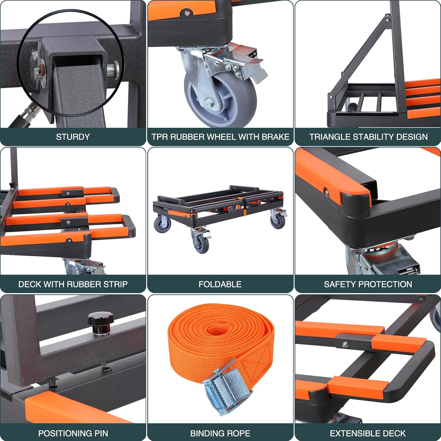 Heavy Duty Folding Drywall Cart, 2200lb Capacity, Large Deck