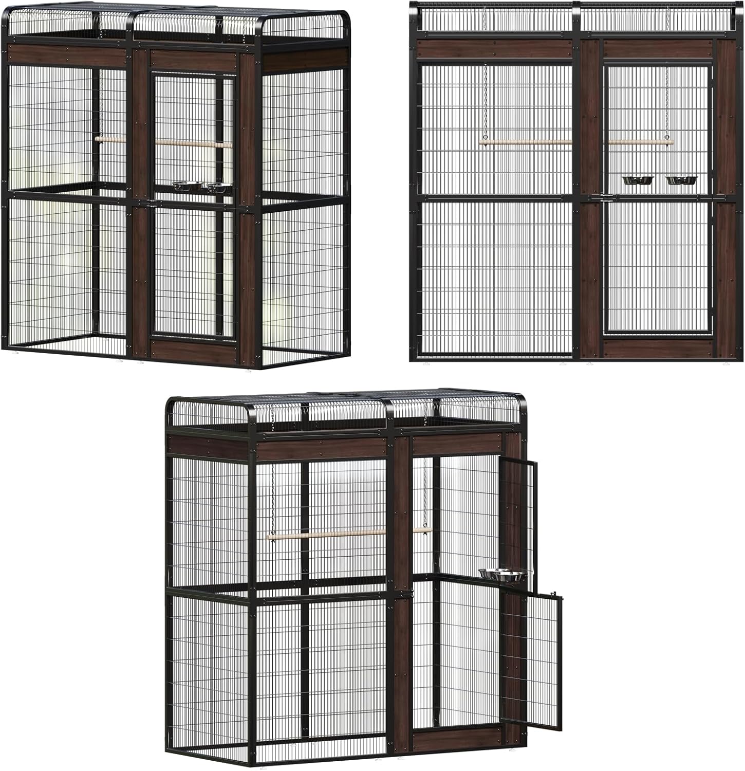 Large Outdoor Bird Cage Aviary for Parakeets, Parrots, Black