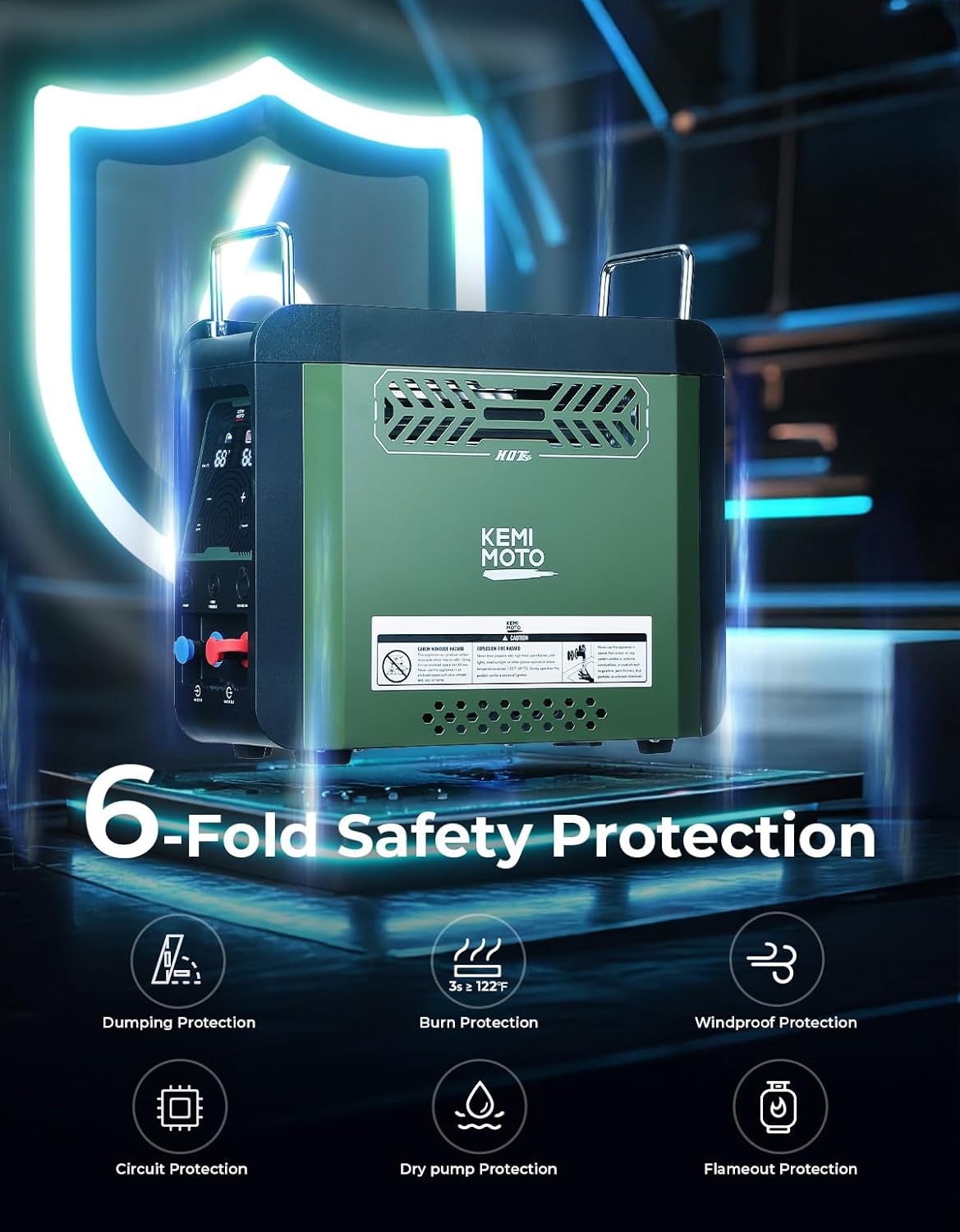 KEMIMOTO Portable Propane Water Heater, 20,000 BTU, Rechargeable