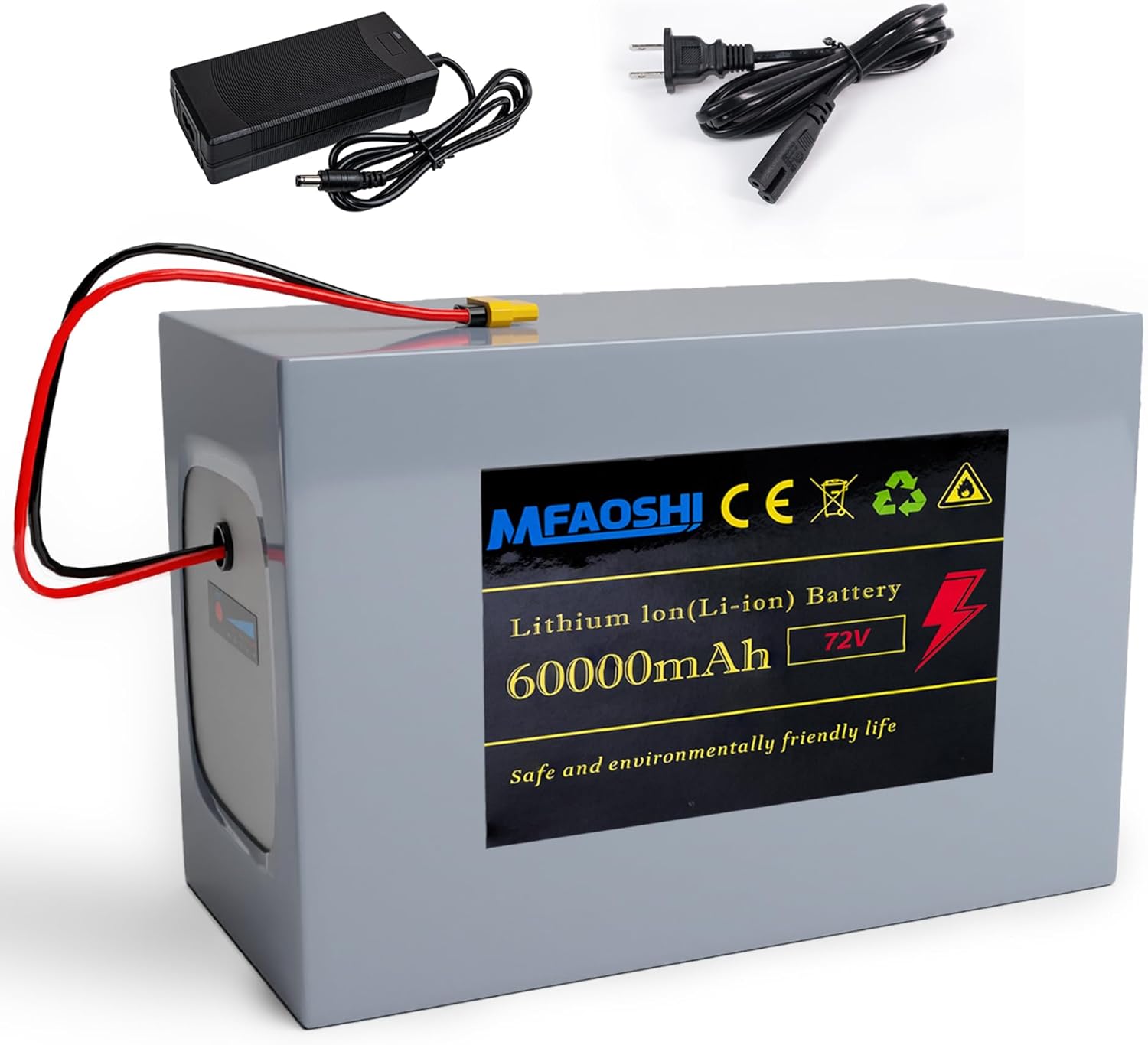 72V 60Ah Lithium E-Bike Battery with LED, XT90 Connector