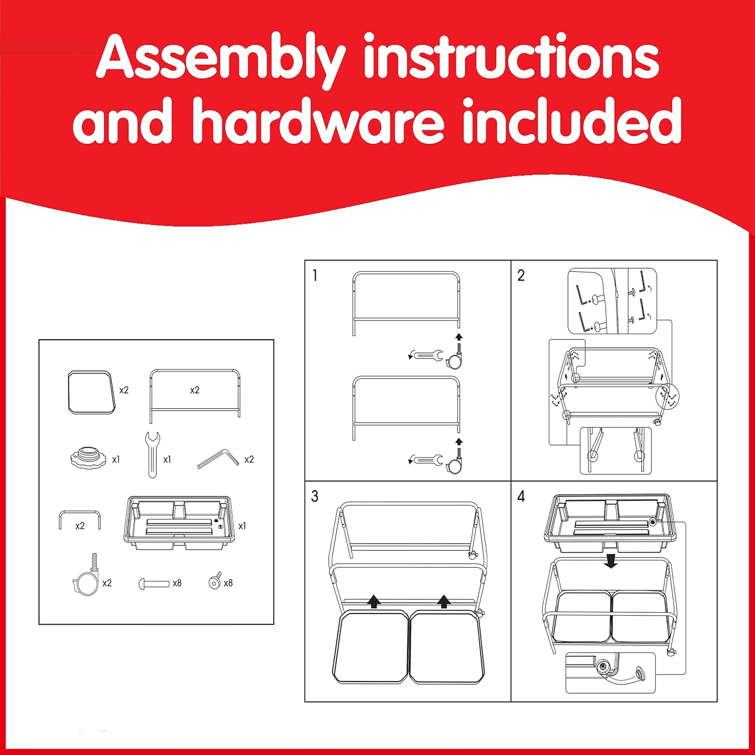 edxeducation Sand & Water Sensory Table with Steel Frame & Trays