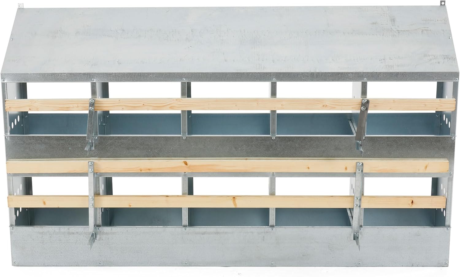 Brower 2-Tier 10-Hole Chicken Nesting Box, 50–60 Hen Capacity, Galvanized
