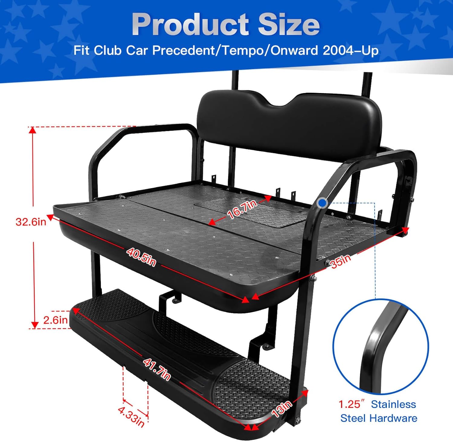 NOKINS Rear Seat Kit, Flip Seat, Steel Frame, Black