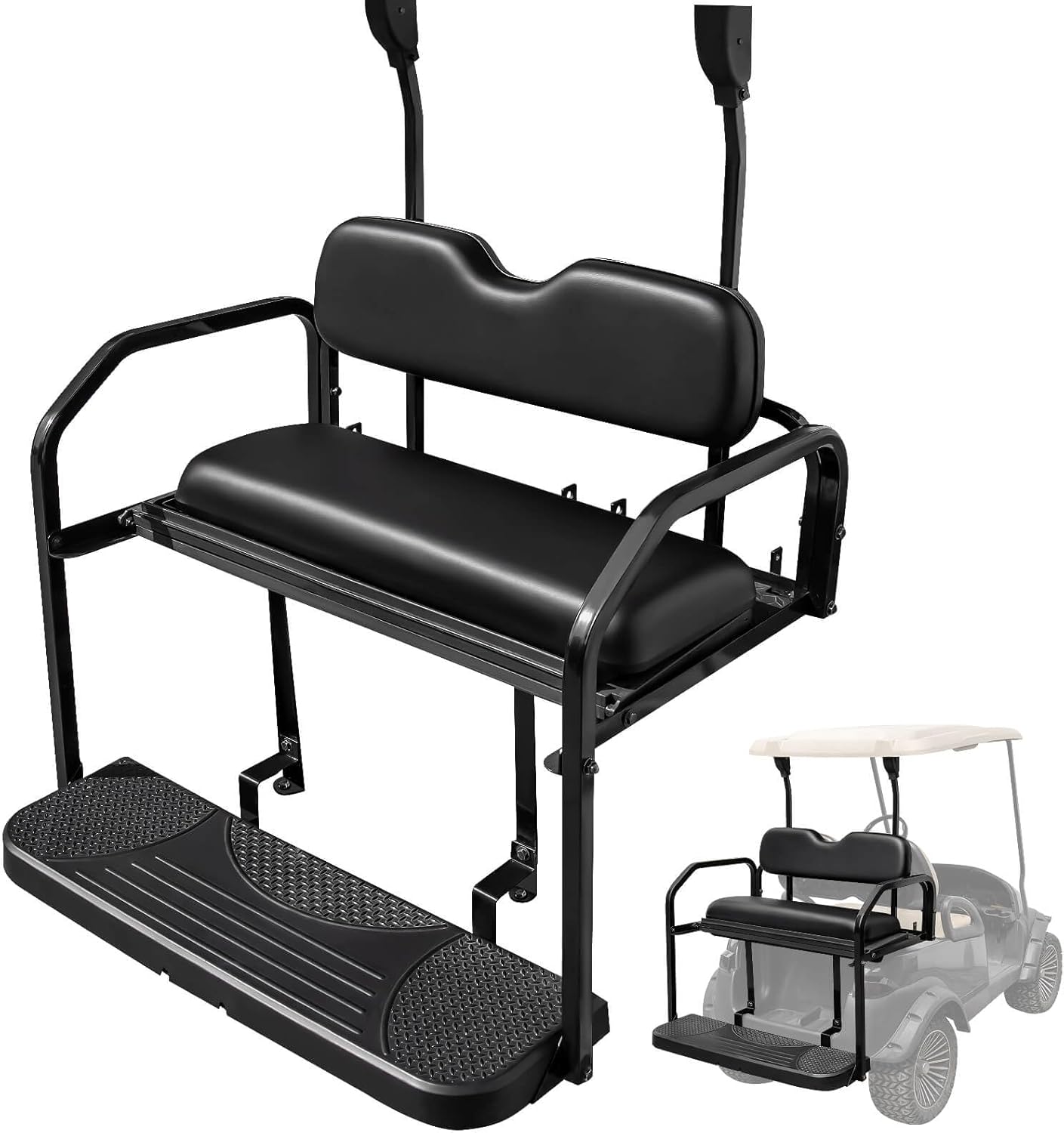 NOKINS Rear Seat Kit, Flip Seat, Steel Frame, Black
