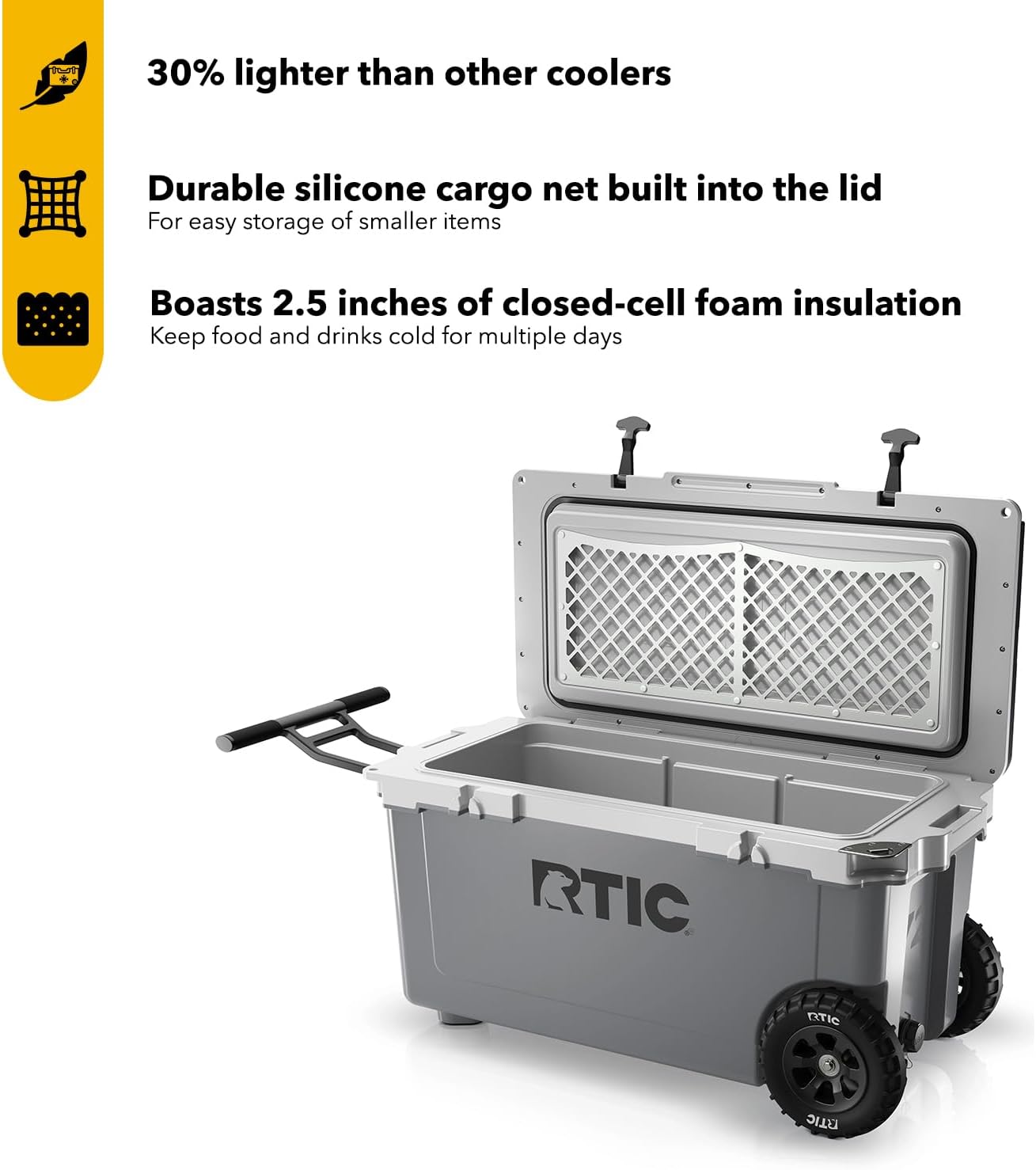 RTIC 72 QT Ultra-Light Wheeled Cooler, 30% Lighter, Portable