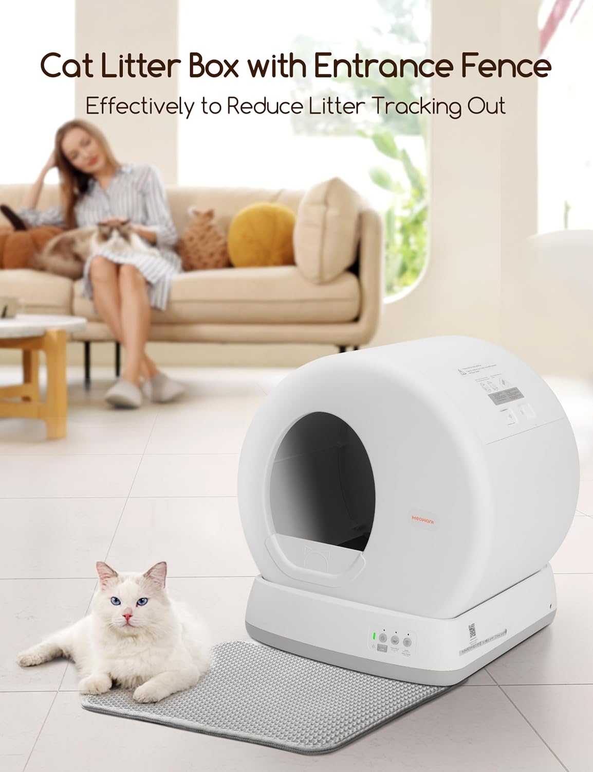 MeoWant Self-Cleaning Smart Cat Litter Box, XL, Odor Control, App
