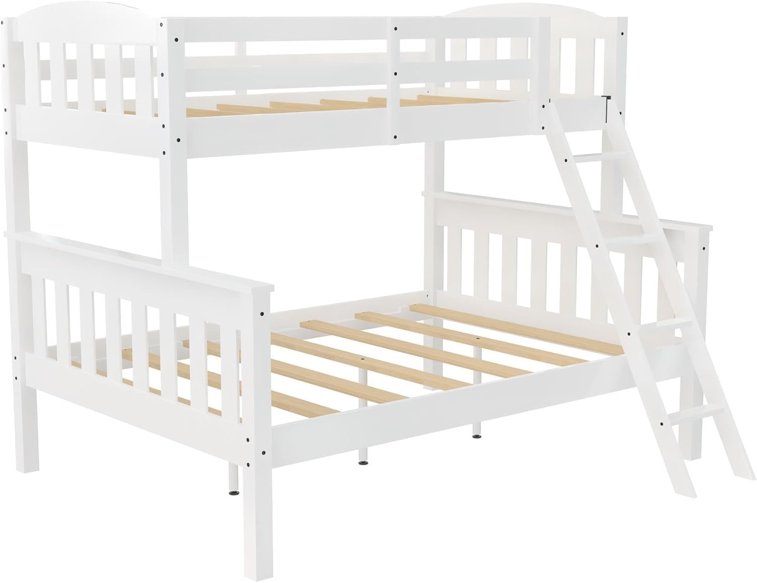 DHP Airlie Twin Over Full Bunk Bed, White, Wood, Ladder & Rails