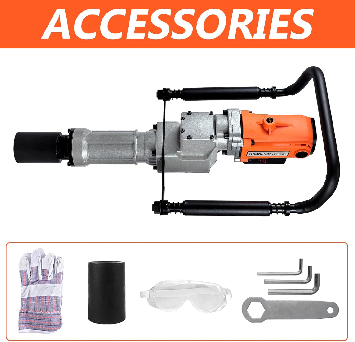 2200W Electric T Post Driver, 110V, Handheld Pile Hammer