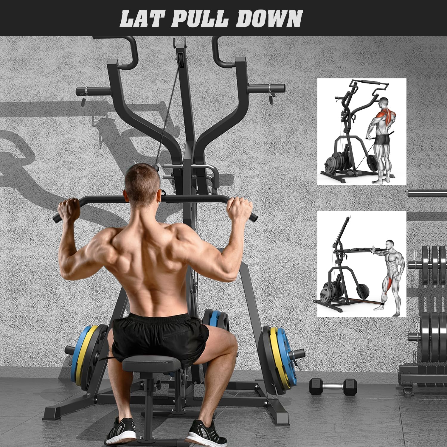 DONOW Leverage Gym Power Rack with LAT Row System, Home Gym