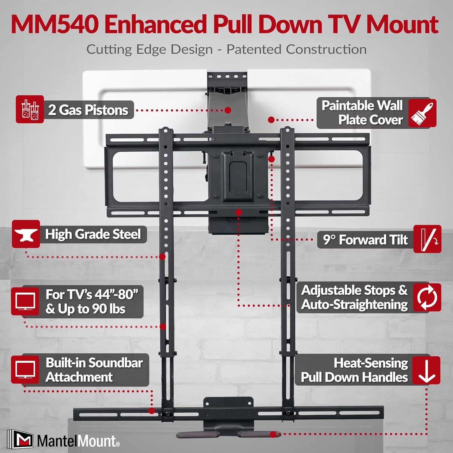MantelMount MM540 Fireplace TV Mount, 40–80