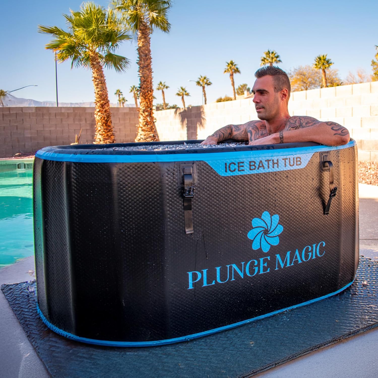 Ultimate Inflatable Cold Plunge Tub with Cover, XXL, Black