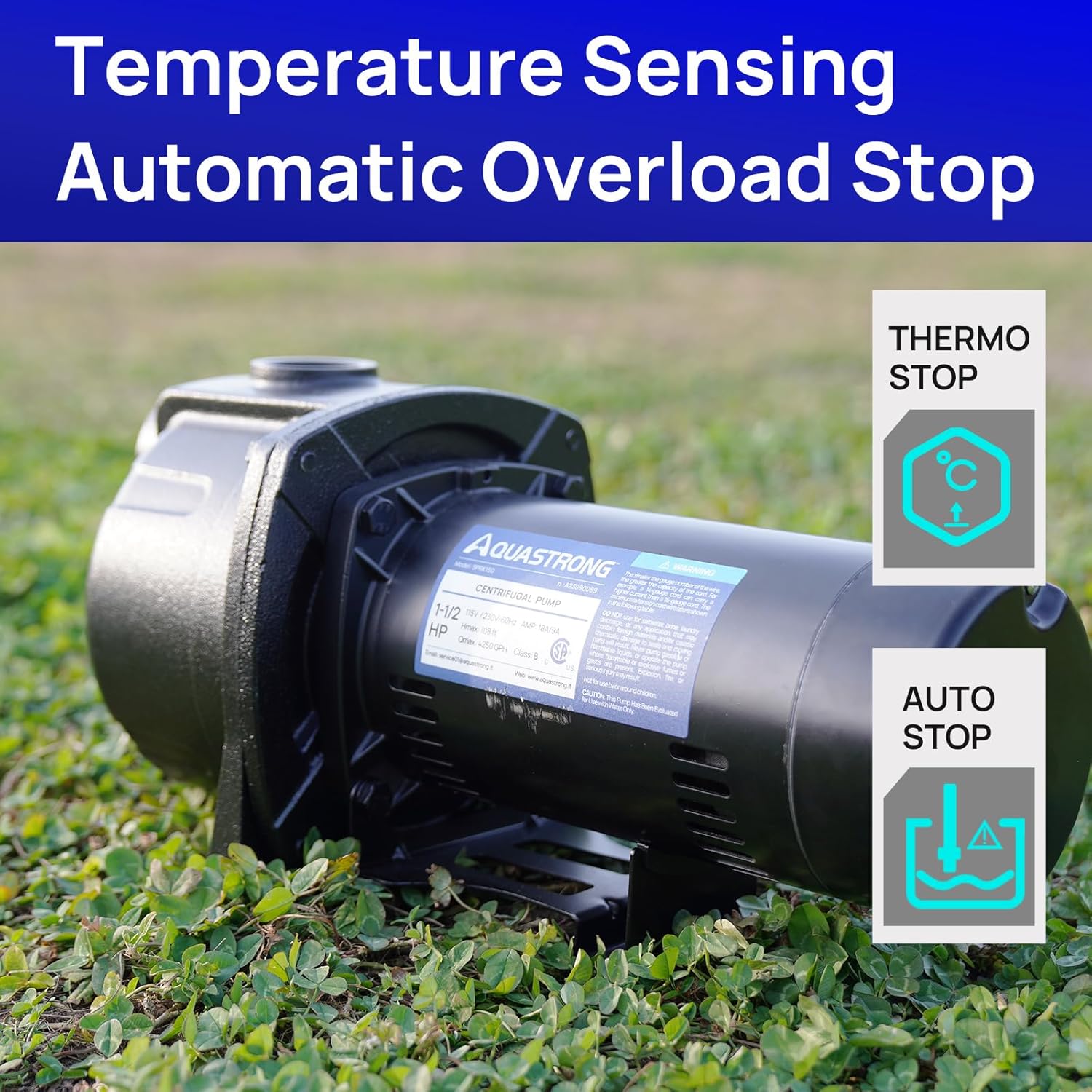 AQUASTRONG 1.5 HP Jet Pump, 4250 GPH, Cast Iron, 115/230V