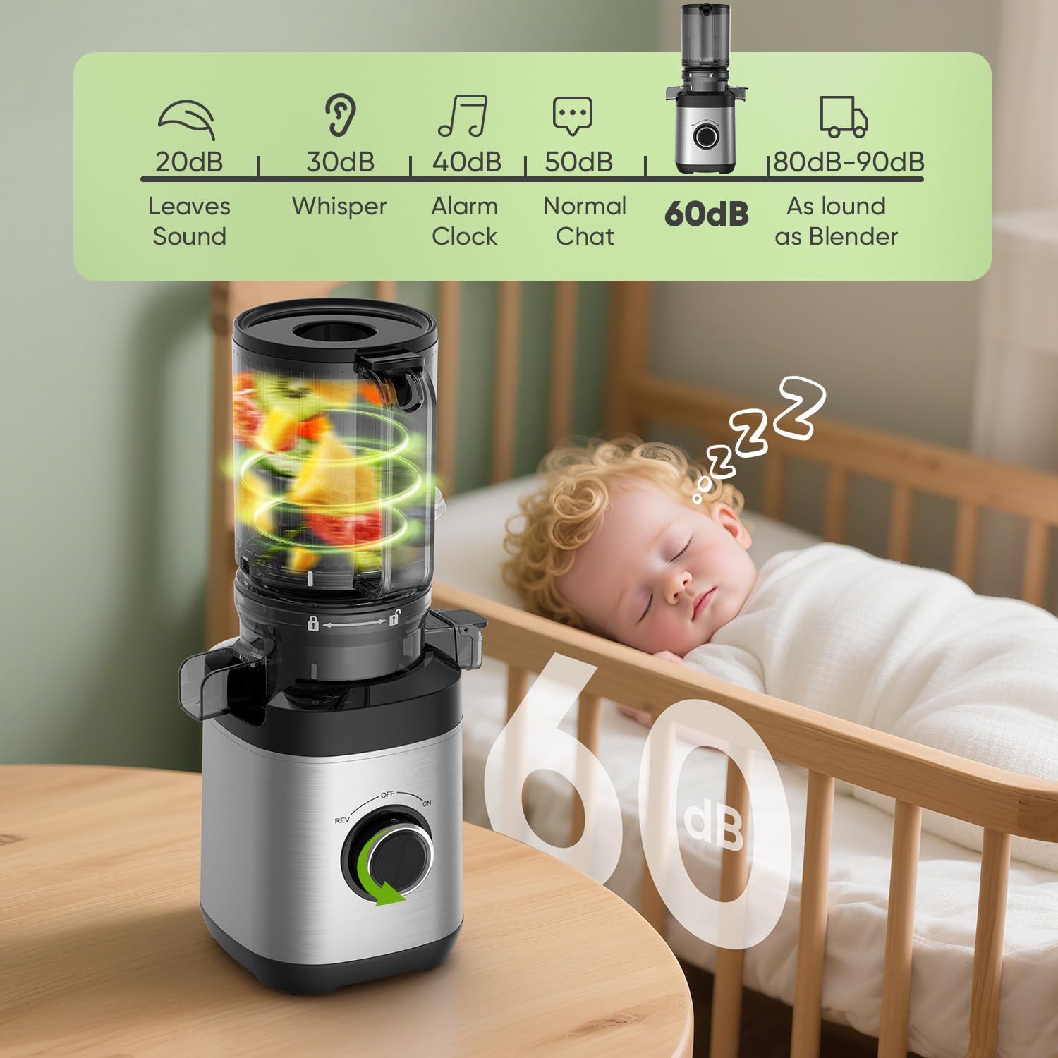 Cold Press Juicer for Whole Fruits & Vegetables, BPA-Free