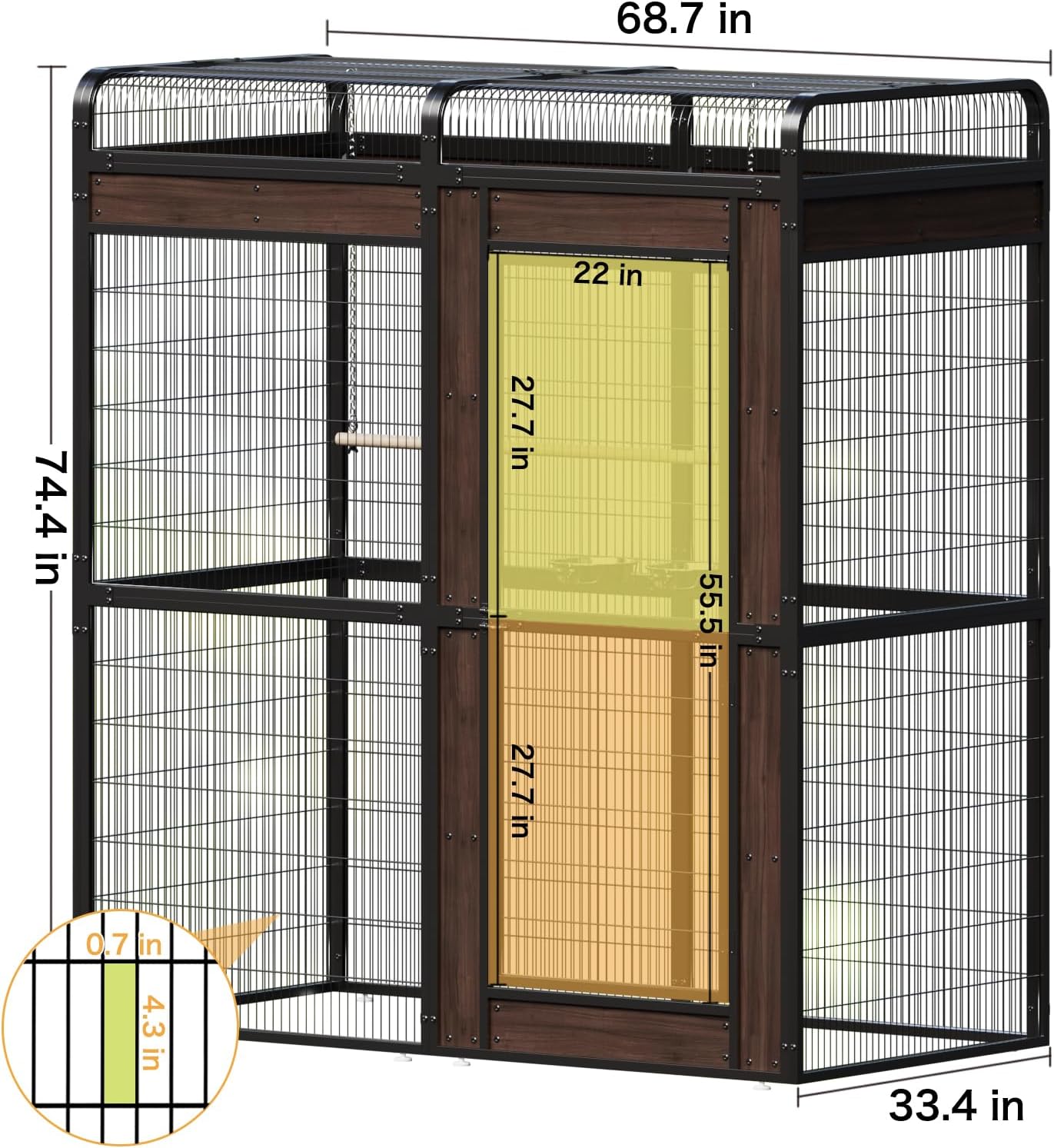 Large Outdoor Bird Cage Aviary for Parakeets, Parrots, Black
