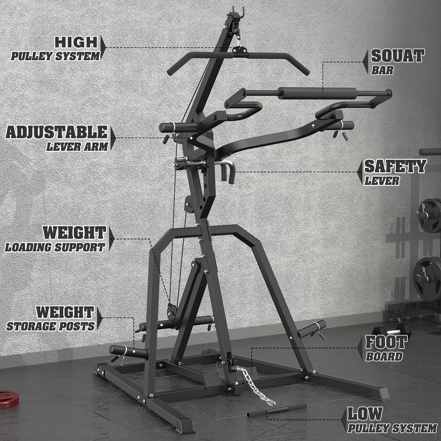 DONOW Leverage Gym Power Rack with LAT Row System, Home Gym