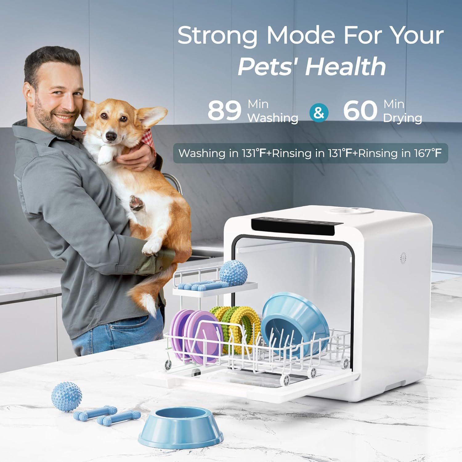 EUHOMY Portable Countertop Dishwasher, 8 Programs, 5L Tank