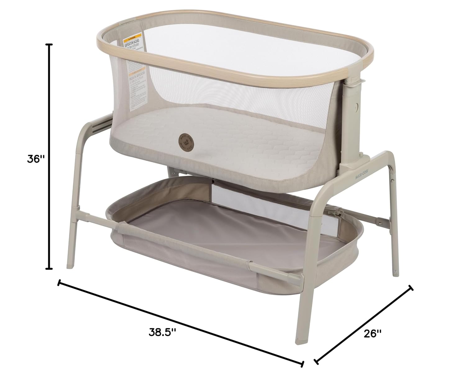 Maxi-Cosi Iora Bedside Sleeper Bassinet, Adjustable Height, Classic Oat