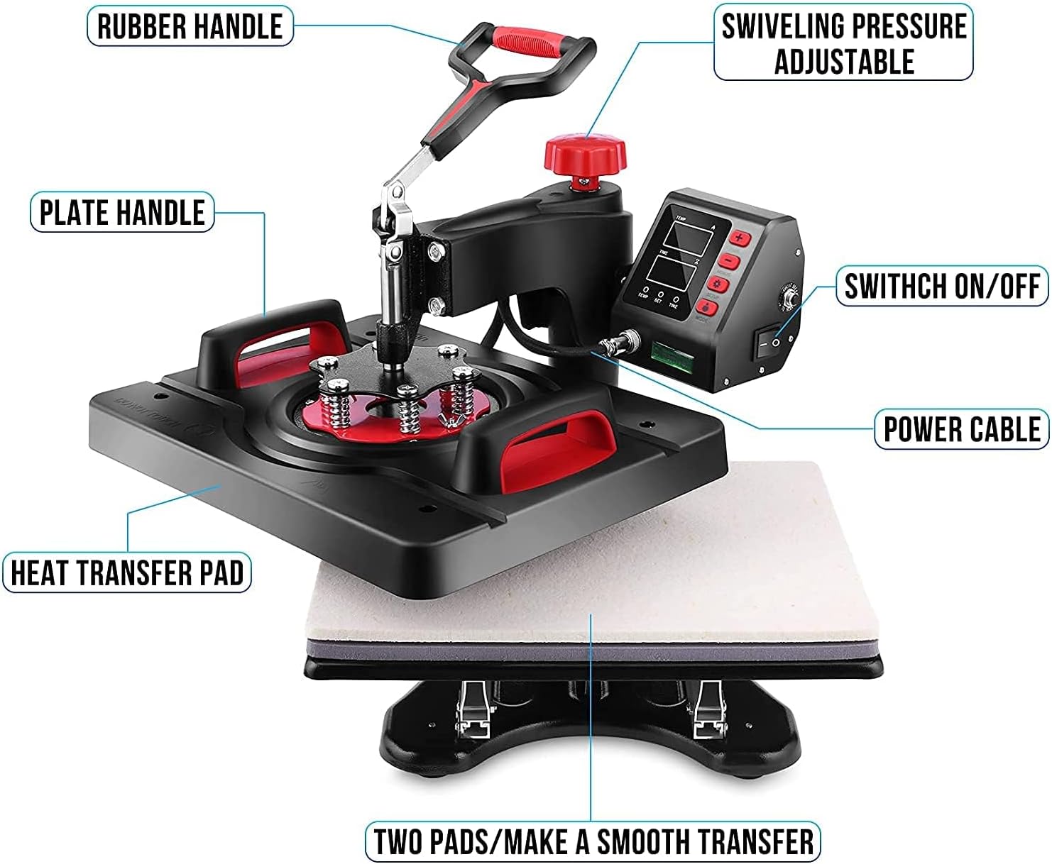 AKEYDIY 8-in-1 Heat Press Machine, 12