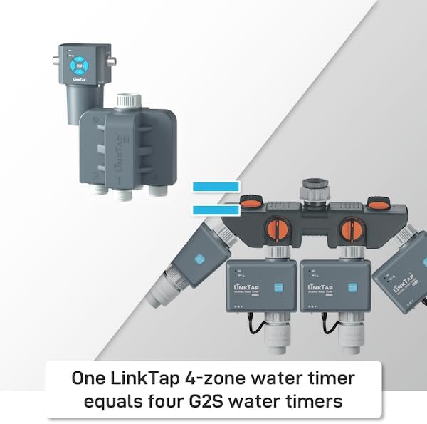 LinkTap Q1 Wireless 4-Zone Water Timer & Gateway with Flow Meters