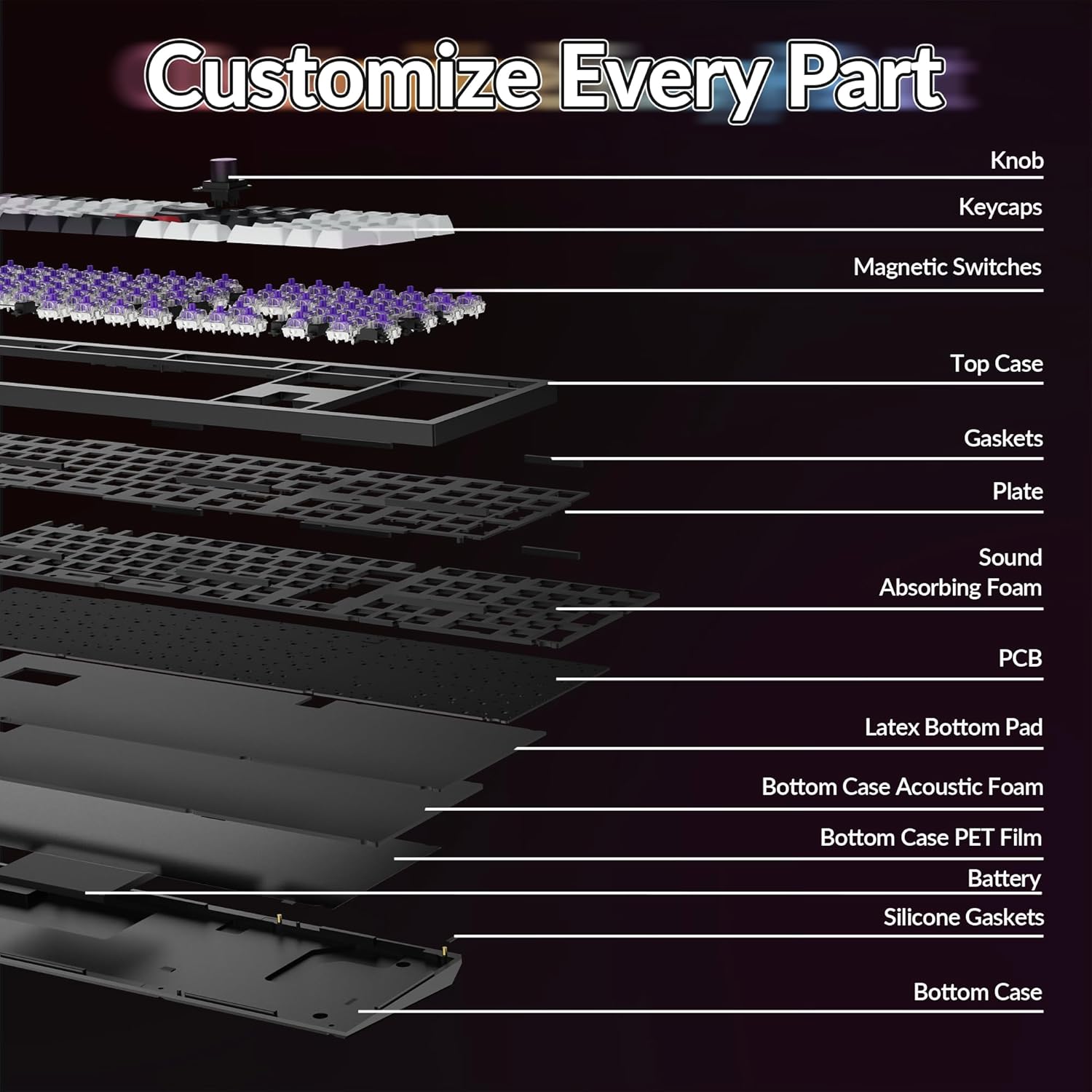 Keychron Q6 HE Wireless Mechanical Keyboard, Hot-Swappable, Black