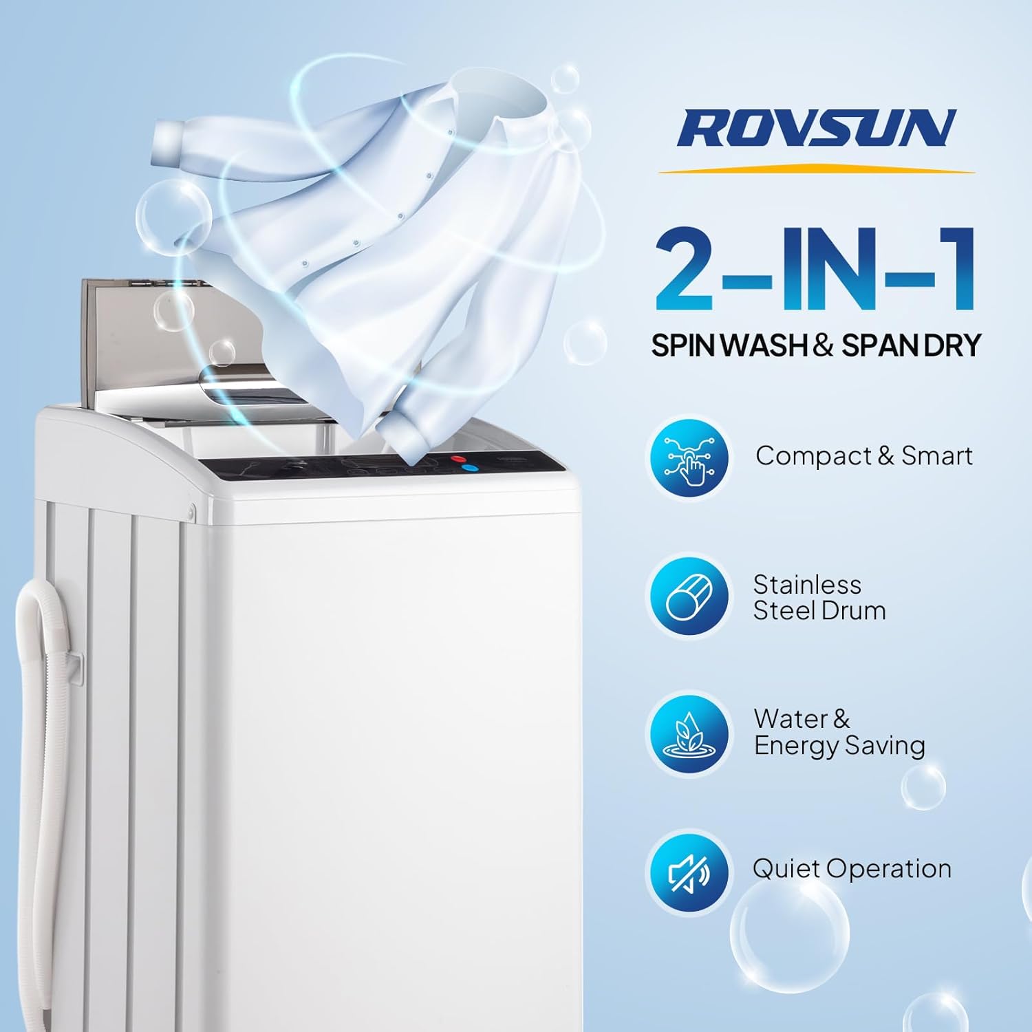 ROVSUN 25lbs Portable Washer & Spin Dryer Combo, 110V