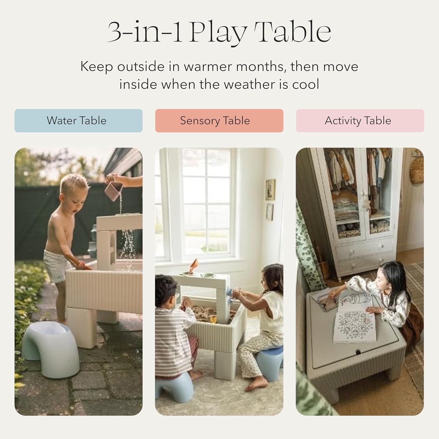 PLAYSMOL 3-in-1 Water & Sensory Table for Kids, Ages 3+