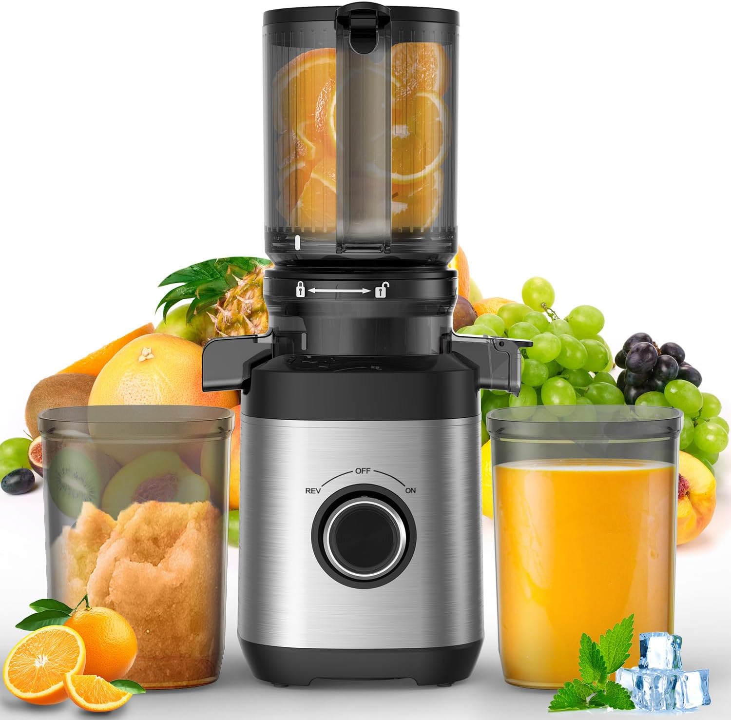 Cold Press Juicer for Whole Fruits & Vegetables, BPA-Free