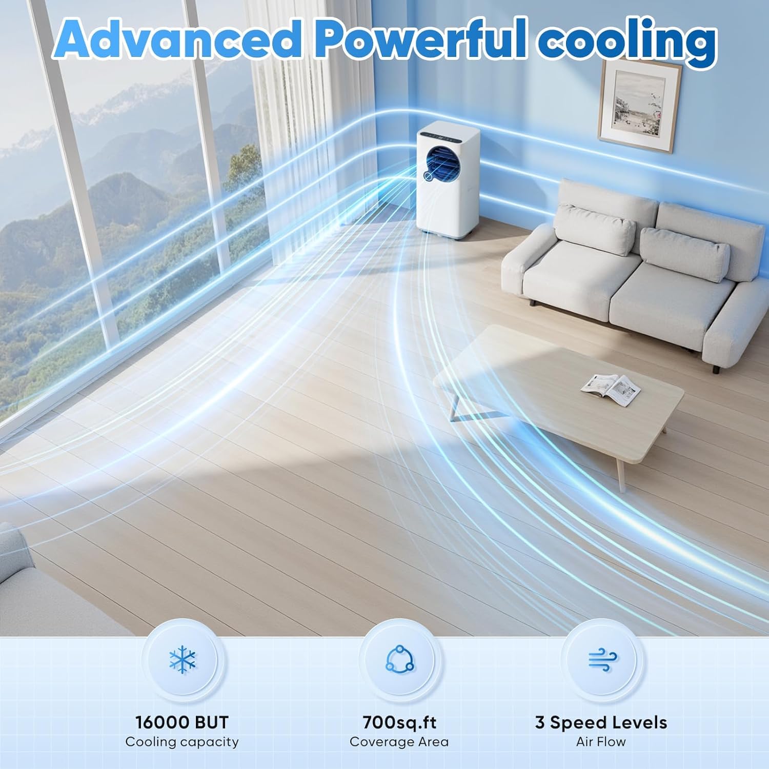 Portable Air Conditioner, 16000 BTU, Smart APP Control, Timer