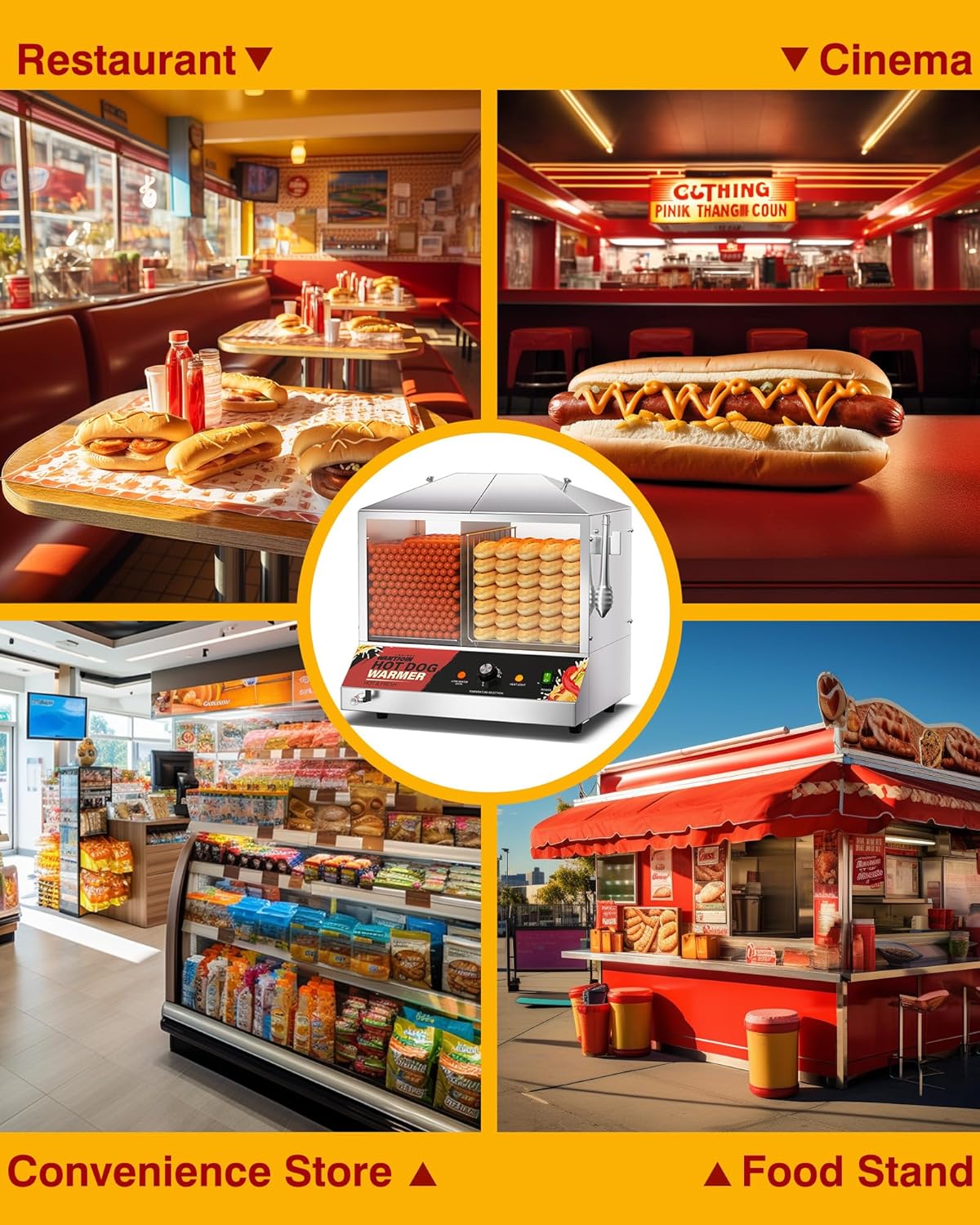 WantJoin 36L Commercial Hot Dog Steamer & Bun Warmer, 1200W