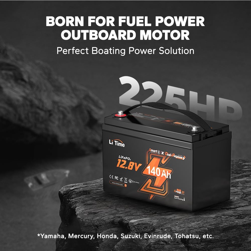 Litime 12V 140Ah Marine Battery, Bluetooth, 1000 CCA