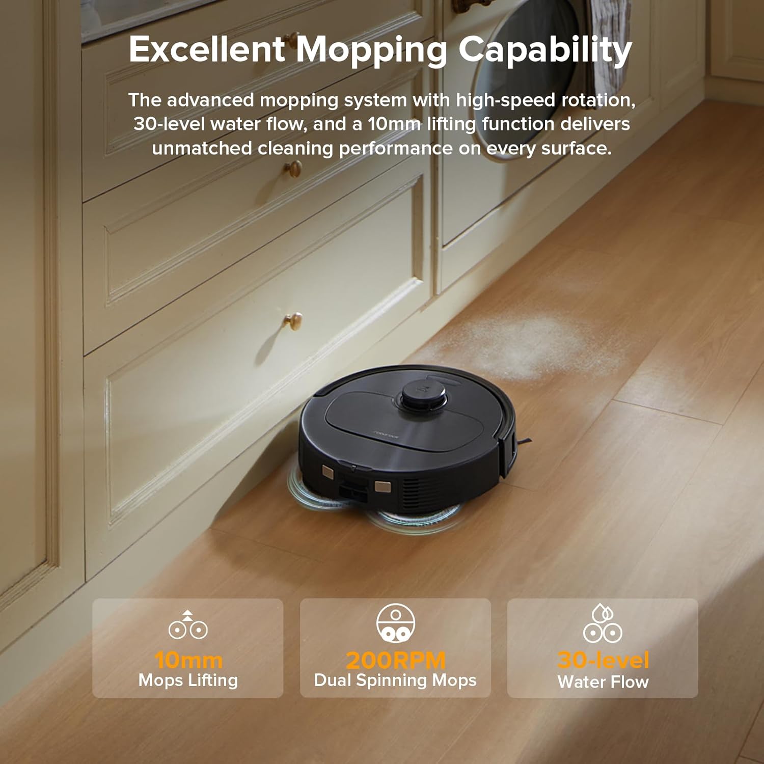 Roborock Qrevo Robot Vacuum & Mop, 8000Pa, Auto Mop Wash, Black
