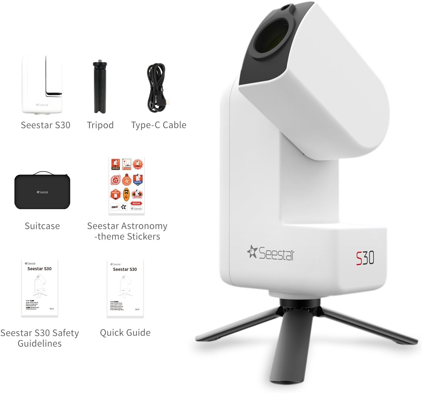 ZWO Seestar S30 Smart Digital Telescope/Camera, Portable