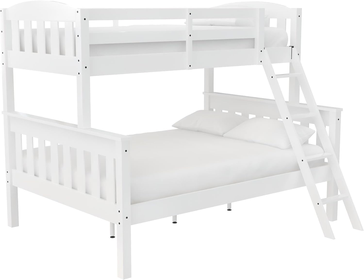 DHP Airlie Twin Over Full Bunk Bed, White, Wood, Ladder & Rails